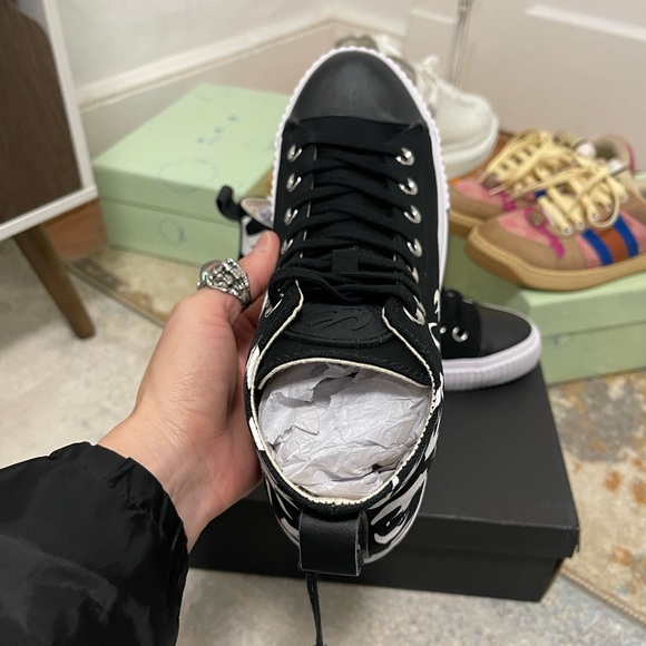 NIB Men’s Sz 7 (Euro Sz 40) Alexander McQueen MCQ High-top Sneakers Black/White - Picture 14 of 17